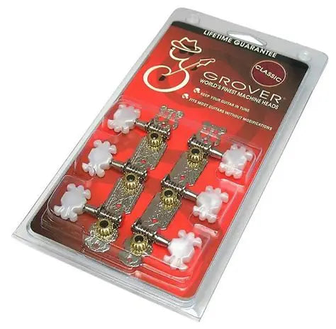 Grover Deluxe Classic Guitar Machine Heads – 3-On-A-Plate Nickel Tuners