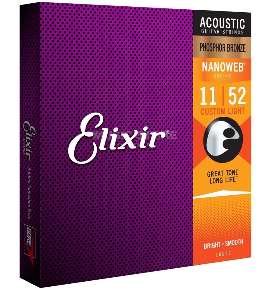 Elixir Strings Acoustic Nanoweb Coated Guitar Strings 11-52